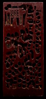 PANEL, bemålat trä, Kina, 1900-tal.