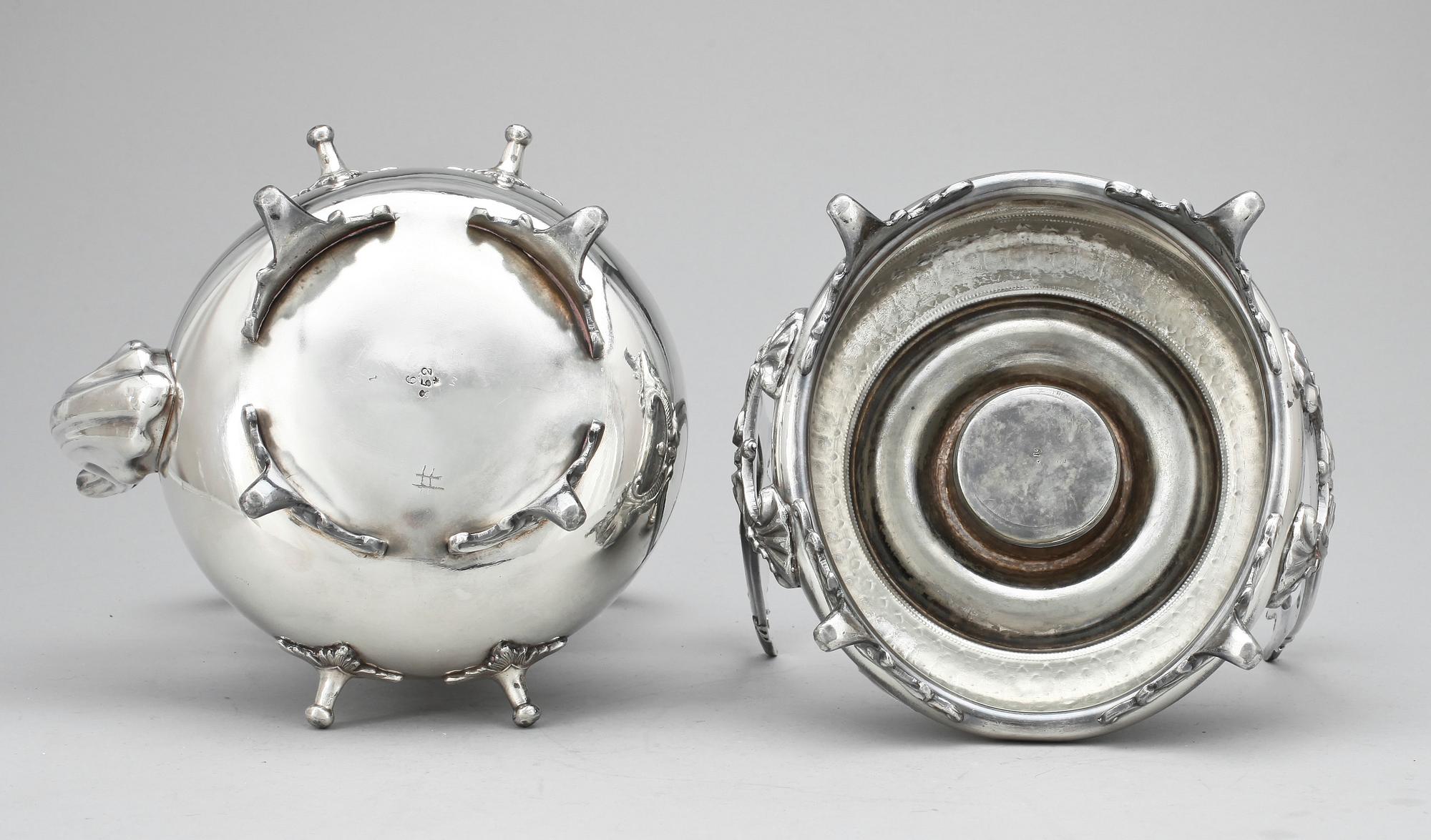 TEKANNA på RECHAUD, nysilver, Ryssland, 1900-talets början.