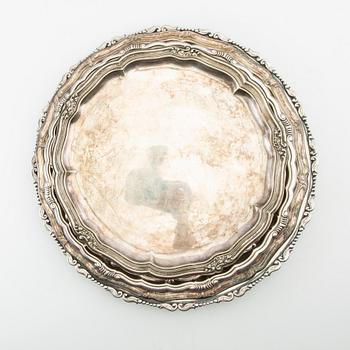 Brickor/Uppläggningsfat 5 st nysilver 1900-talets första hälft.