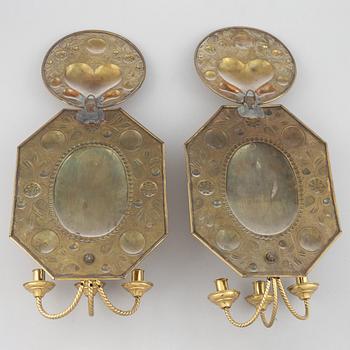 A pair of Baroque style wall sconces, 19th Century.