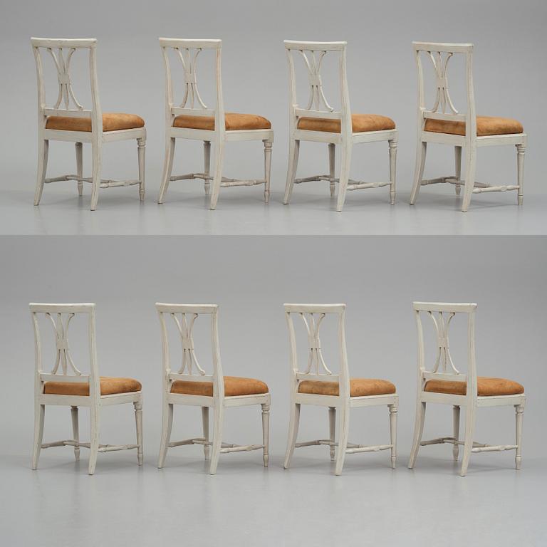 A set of eight Late gustavian chairs from Gotland around year 1800.