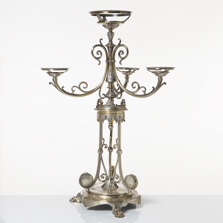 Bordsuppsats, nysilver, Elkington & Co, England, 1862.