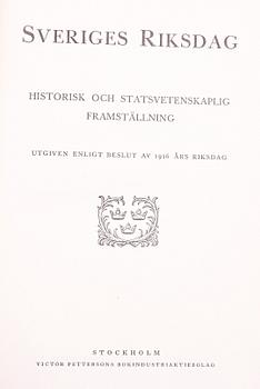 BÖCKER, 17 band, "Sveriges Riksdag, historisk och statsvetenskaplig framställning", red av Nils Edén. Stockholm 1931.