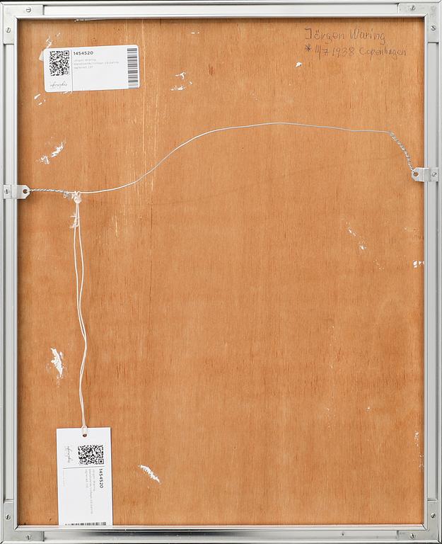 Jörgen Waring, blandteknik/collage på pannå, signerad.