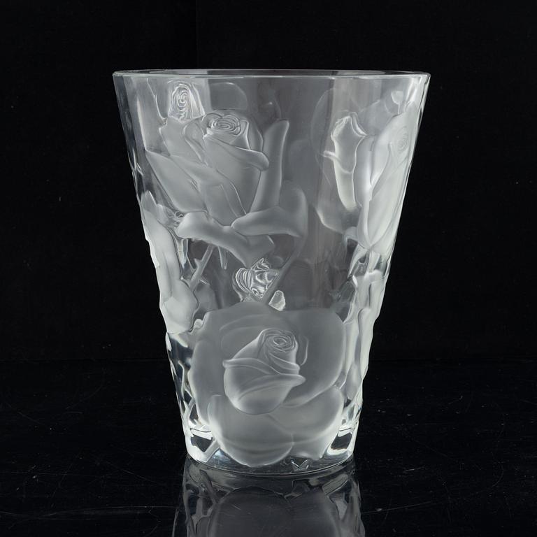 Lalique, an "Ispahan Rose" glass vase, France.