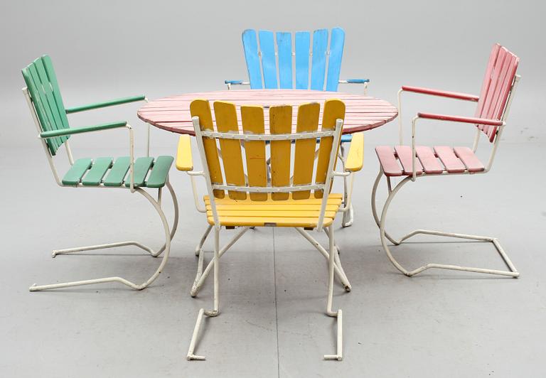 TRÄDGÅRDSMÖBEL, 5 delar, 1900-tal.