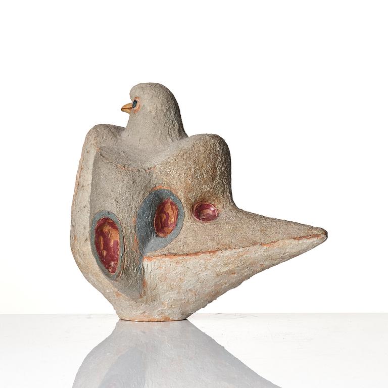 Tyra Lundgren, a chamotte stoneware sculpture of a bird, own studio, 1960.