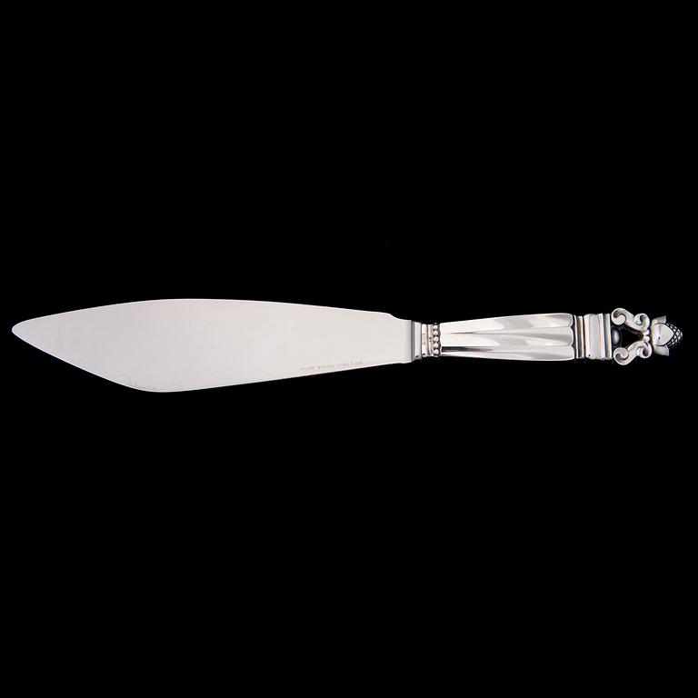 A Danish sterling silver cake server for Georg Jensen, 'Konge/Acorn', Swedish control marks. Steel blade.
