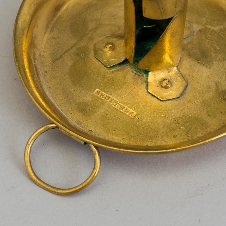 FIVE BRASS CANDLESTICKS, 19th/20th century.