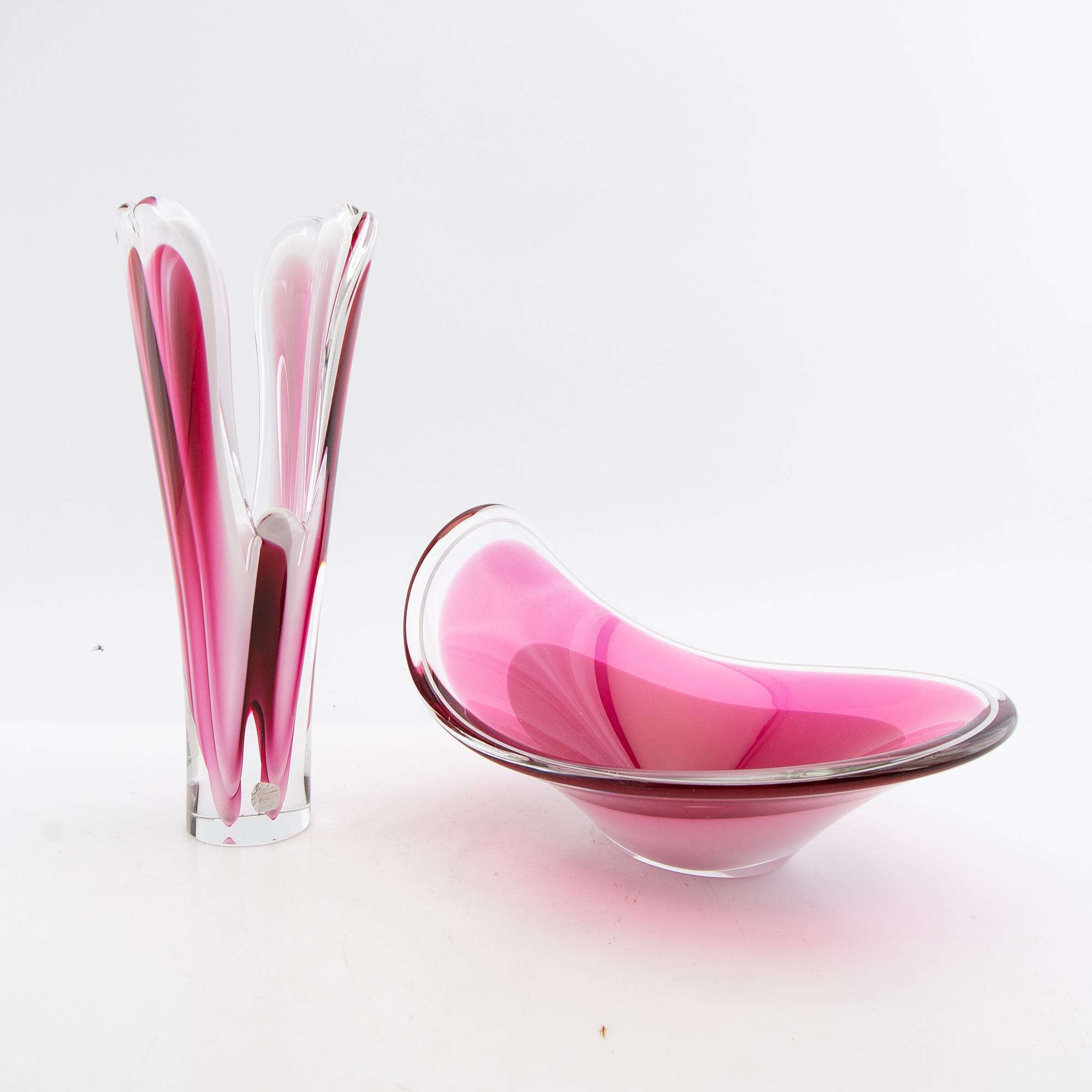 Paul Kedelv, Vas samt skålfat "Coquille"  Flygsfors 1900-talets mitt.