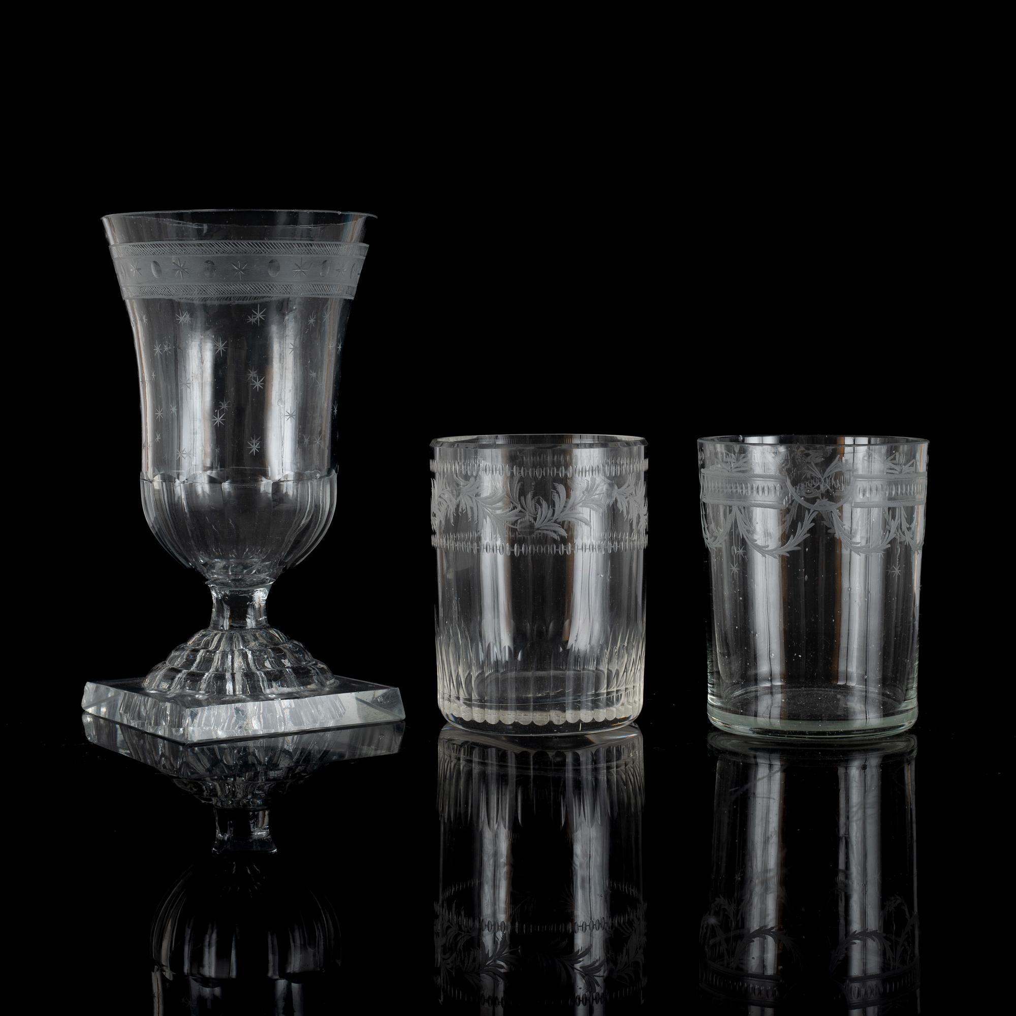 Glas, 14 st, sengustavianska, tidigt 1800-tal.