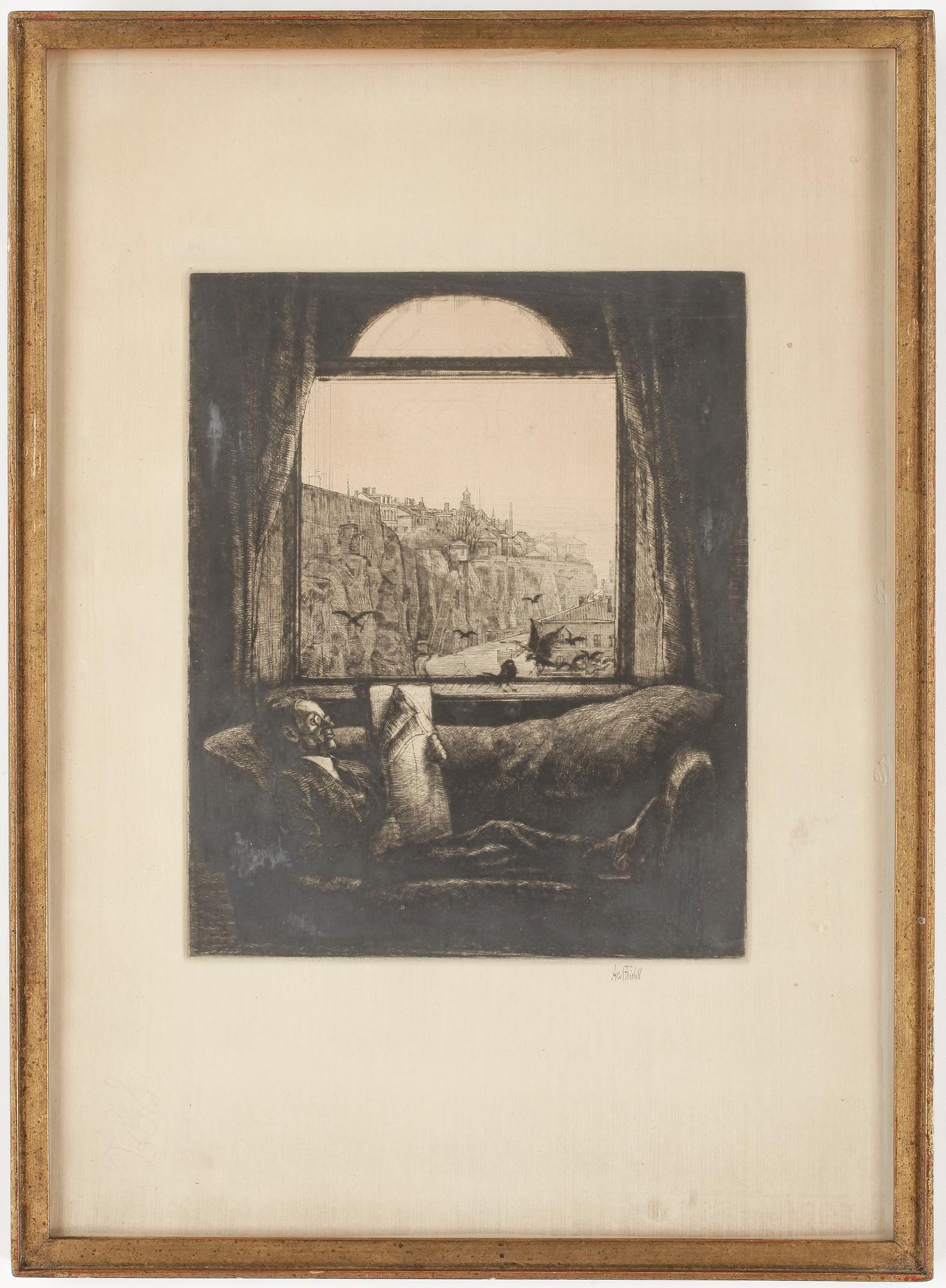 AXEL FRIDELL, torrnål. Signerad. VII état.