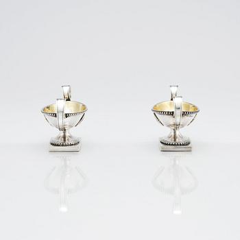 A pair of Swedish 18th century parcel-gilt salts, marks of Simson Ryberg, Stockholm 1794.