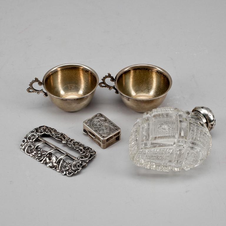 PARTI SILVER, 5 delar, bland annat MGAB, Uppsala, 1938. Vikt ca 104g.