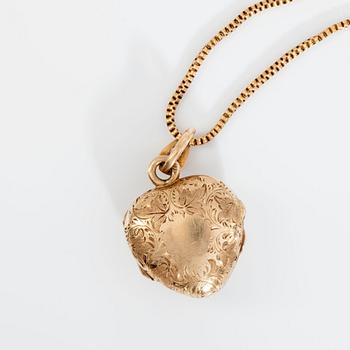 COLLIER/MEDALJONG med rosenslipade diamanter samt svart emalj.