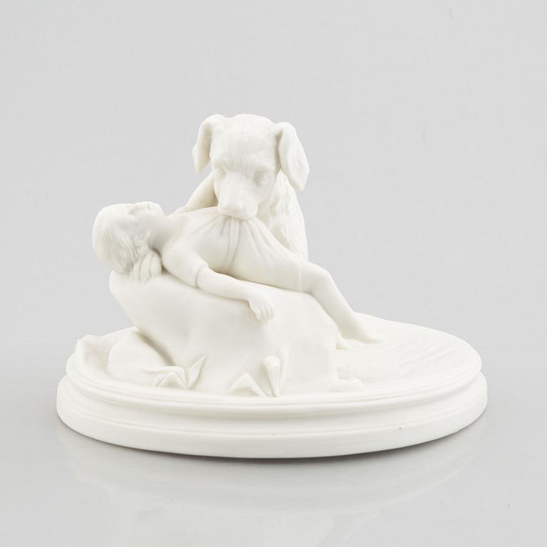 Figurin, parian, "Lifräddningen", Gustafsberg 1910.