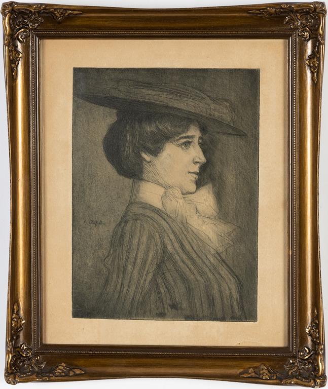 Albert Edelfelt, etching, signed A. Edelfelt in the plate.