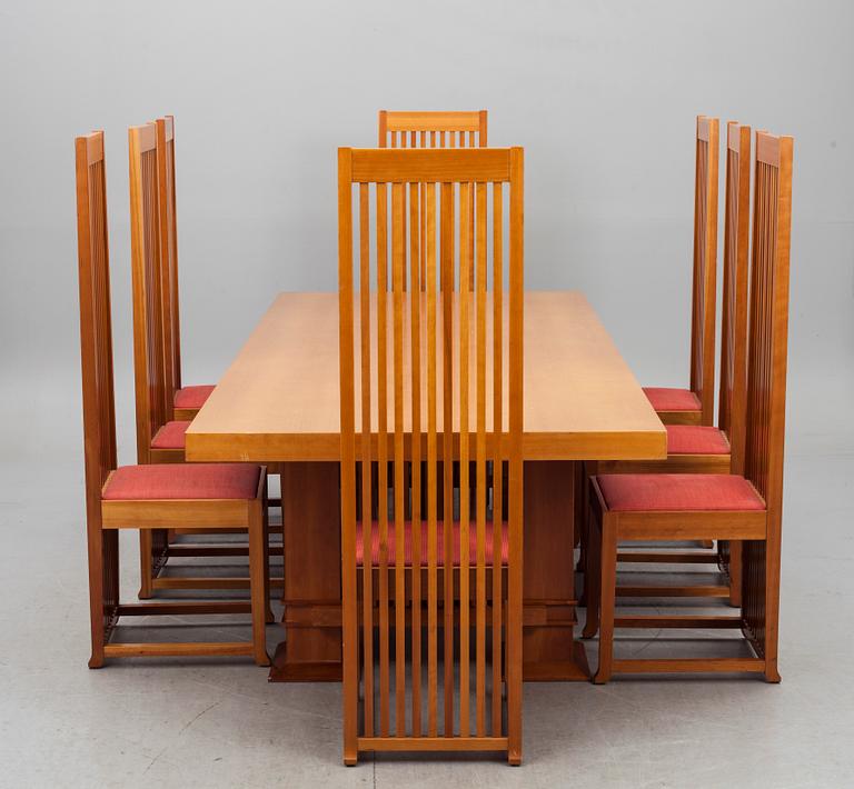 MATSALSMÖBLEMANG, 9 delar, Frank Lloyd Wright, Cassina 1986.