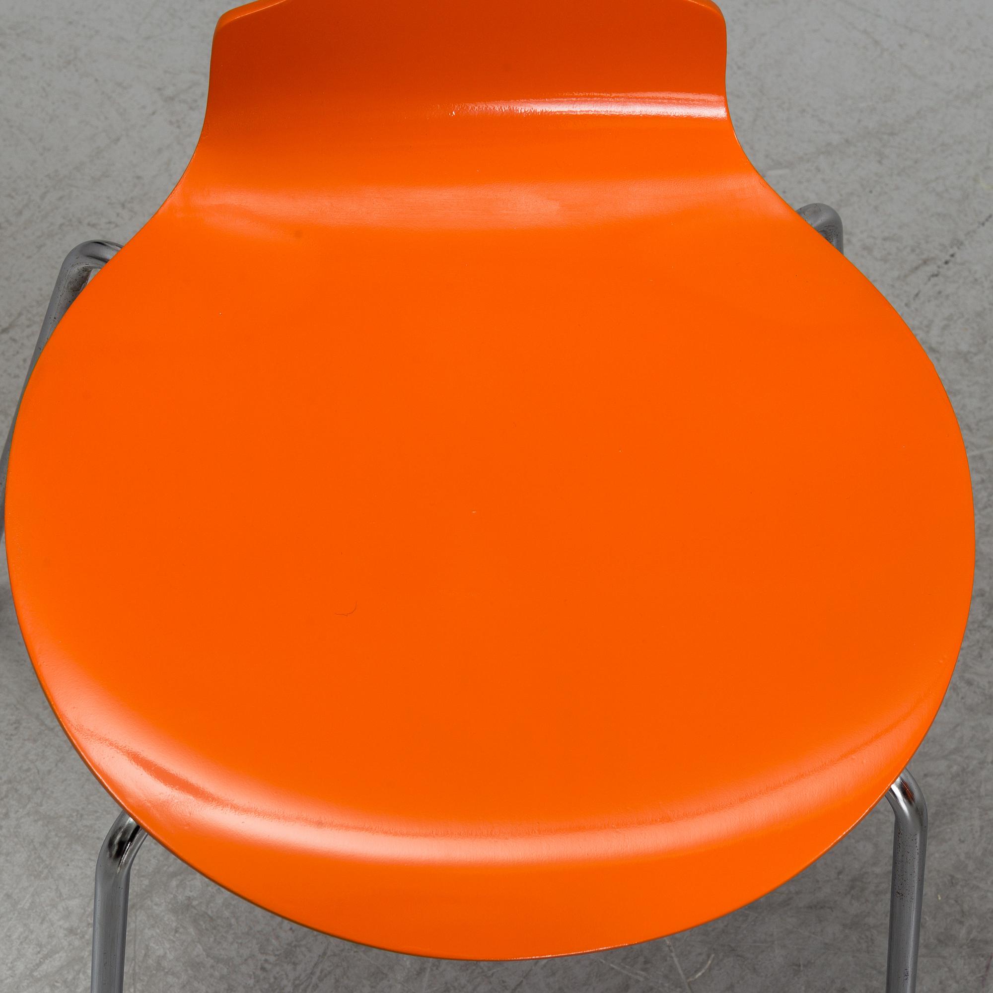 ARNE JACOBSEN, stolar, 3 st, "Myran", Fritz Hansen, Danmark, 1980.