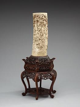 A finely carved Japanese ivory sculpture, Meiji period.