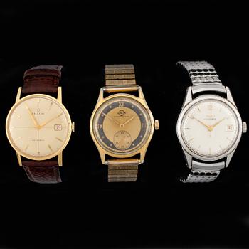 ARMBANDSUR, herr, 3 st, bl a Tissot "Visodate", stål.