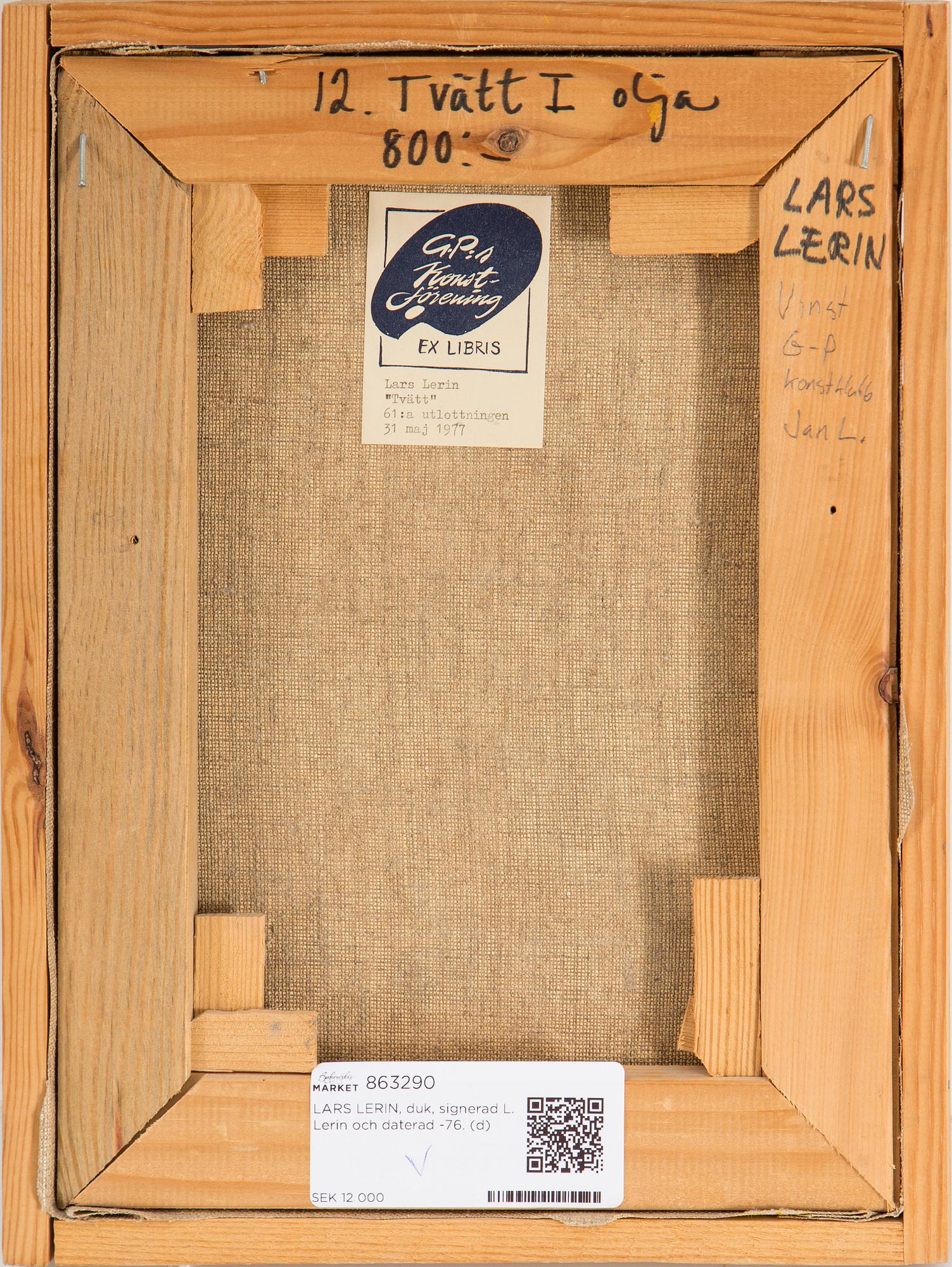 LARS LERIN, duk, signerad L. Lerin och daterad -76.