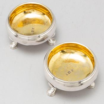 A pair of parcel-gilt silver salt cellars, possibly Baltic 19th century.