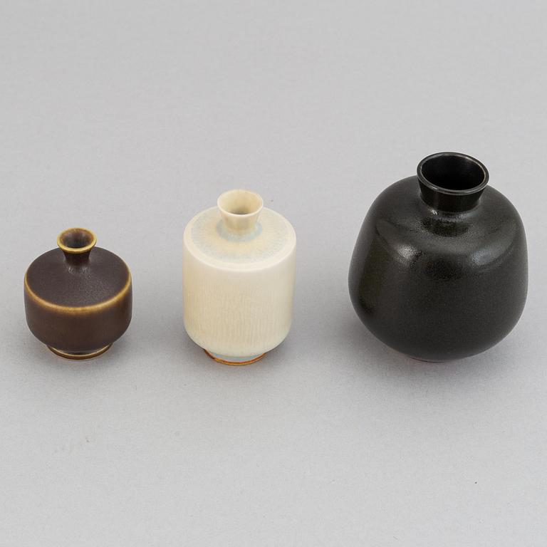 Berndt Friberg, a set of three stoneware vases, Gustavsberg studio, Sweden 1960's.