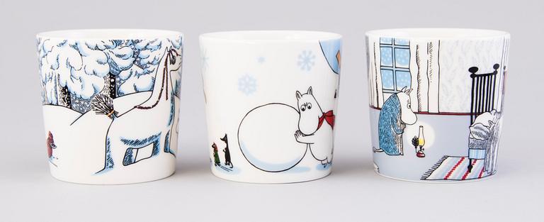 MOOMIN-MUGS, 11 pcs, porcelain, 'Winter season mugs', Moomin Characters, Arabia 2007-2017.