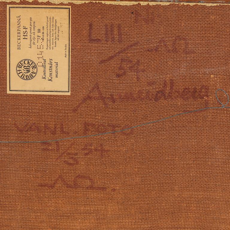 ARNE ÖDBERG, oil on panel, signed with monogram. Dated -54 verso.