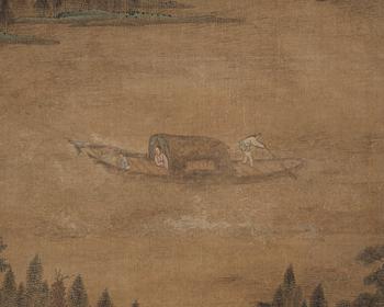 RULLMÅLNING, Qiu Yings (ca 1494-1552) efterföljd, Qingdynastin, troligen 17/1800-tal.