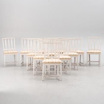 Twelve matched late Gustavian chairs, circa 1800.