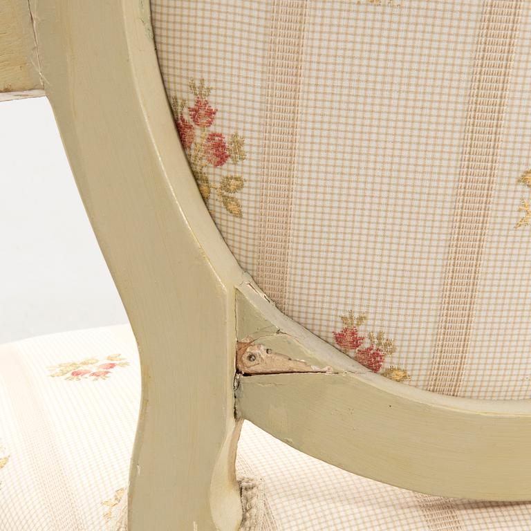 Armchairs in Gustavian style, first half of the 20th century.