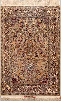 A signed isfahan part silk carpet ca 192 x 118 cm.