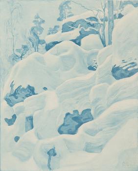 Akseli Gallen-Kallela, "Ilveslouhikko" (Rock cairn under snow).