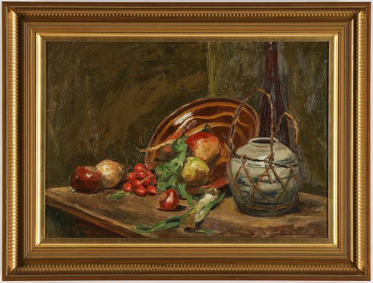 Esther Kjerner, oil on canvas, signed.