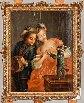 OKÄND KONSTNÄR, olja på pannå, 1700-talets slut.