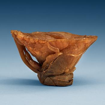 A rhinoceros libation cup, Qing dynasty, 18th Century.