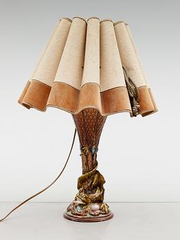 BORDSLAMPA, majolika, Rörstrand, sekelskiftet 1900.