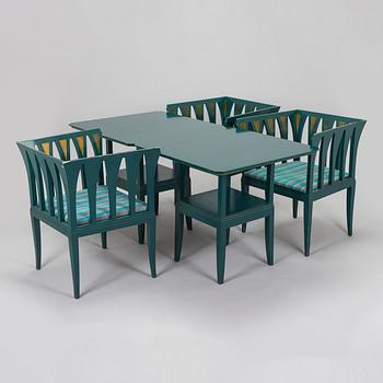 Eliel Saarinen, furniture, 5 pieces, "Blue suite" for Adelta, Finland 1980s.
