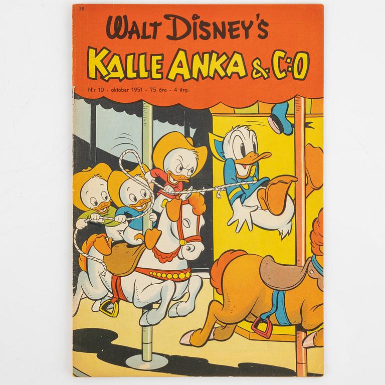 Serietidningar, "Kalle Anka & Co", 12 st, komplett årgång 1951.