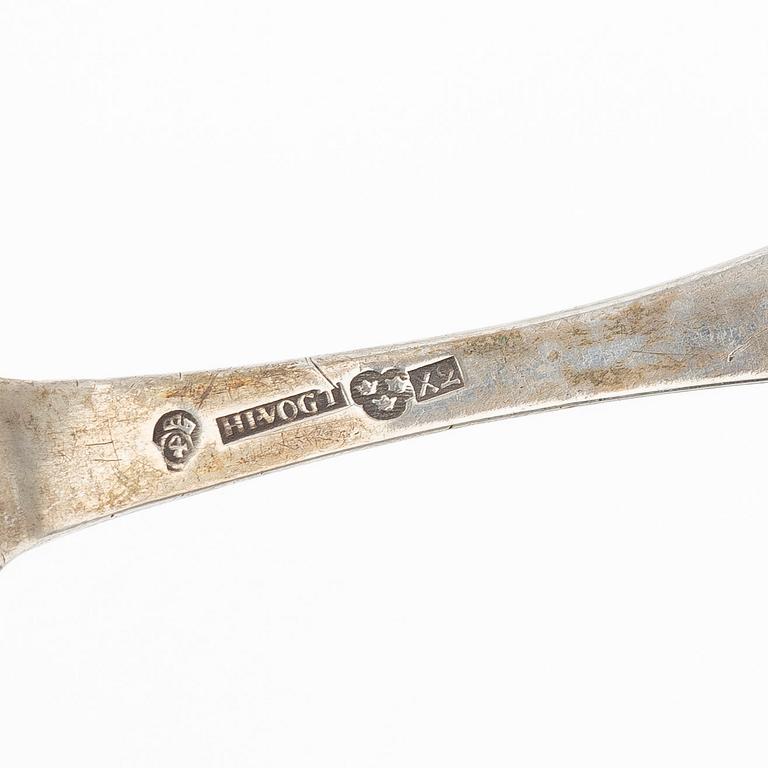 Eight Swedish silver spoons, 18th-19th century.