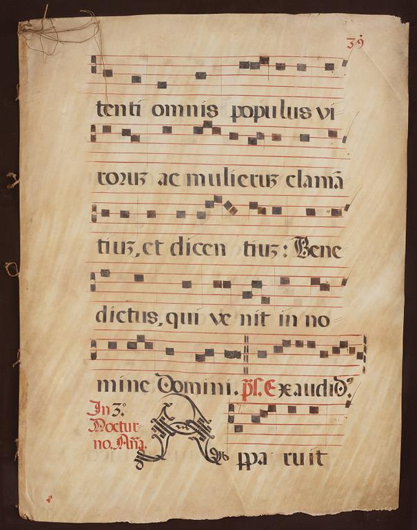 A vellum music sheet.