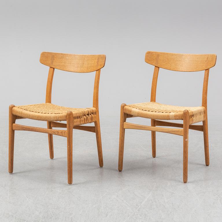 HANS J WEGNER, stolar, 6 st, "CH-23", "Spisestolen", Carl Hansen & Son, Danmark.