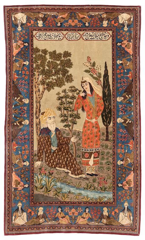 A Kashan, so called 'Dabir' rug, c. 225 x 130 cm.