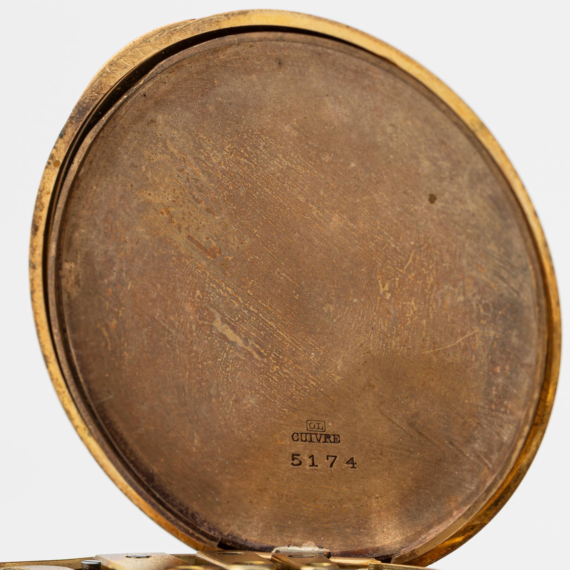 Pocket watch, 18K gold, 47 mm.