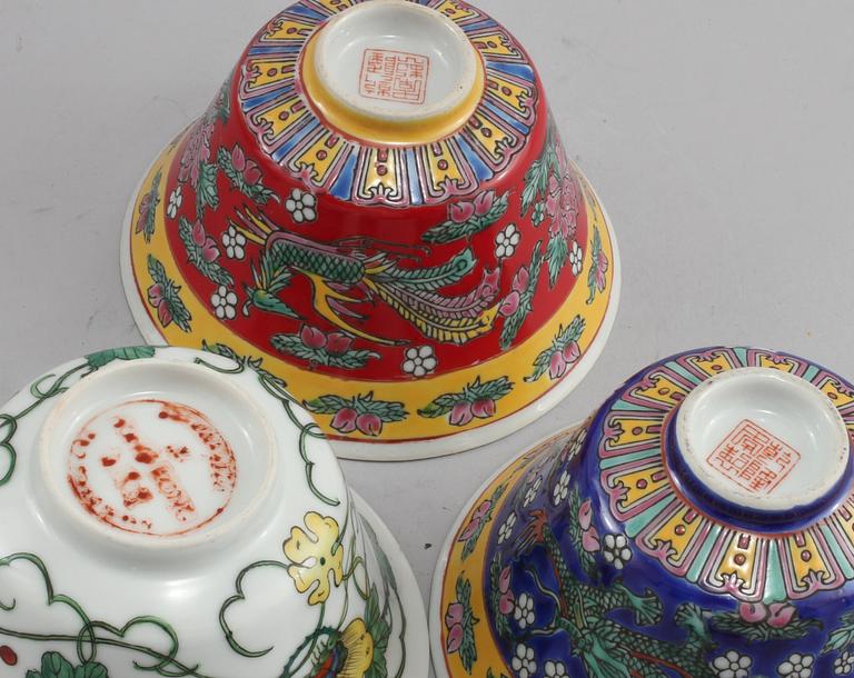 PARTI PORSLIN, 4 delar, Kina, 1900-tal respektive 2000-tal.