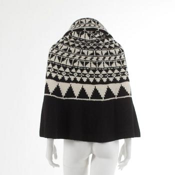 RALPH LAUREN, a black and white chasmere and mohair poncho. Size M/L.