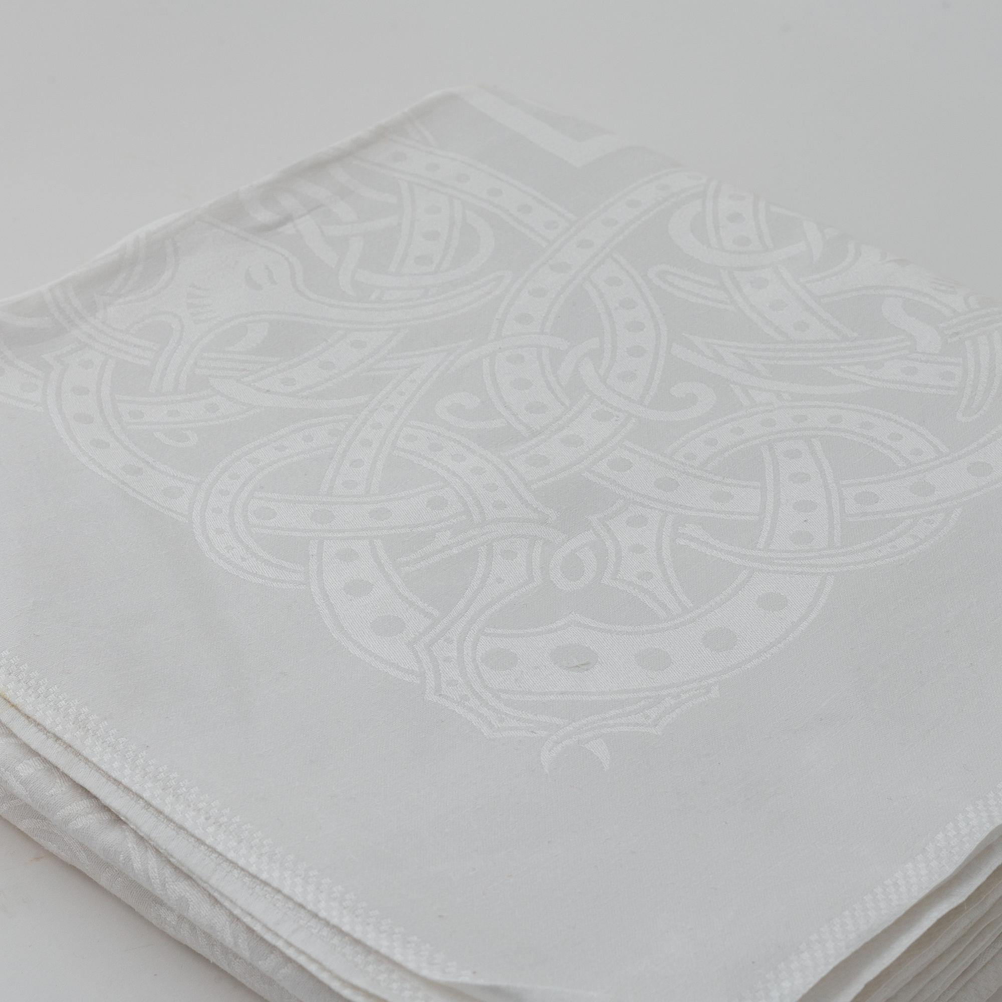 Two linen damask tablecloths.