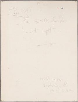 ULF RAHMBERG, mixed media on paper, signed with monogram and dated 1990-91 on verso.